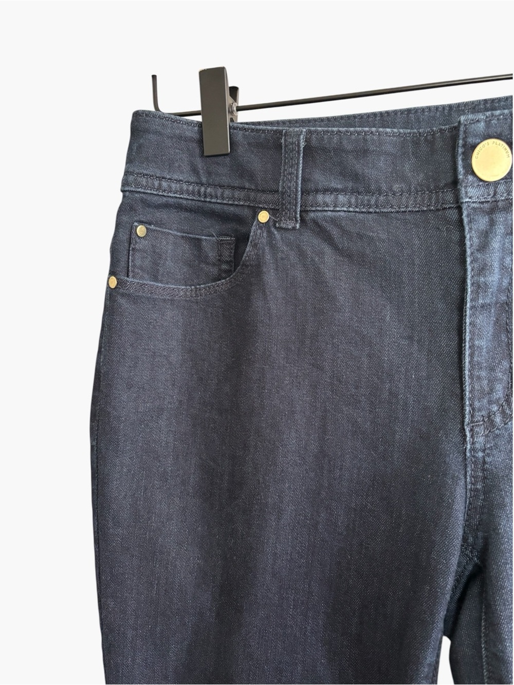 Chico’s Platinum Dark Wash Straight Leg Jeans Size 0 Short Stretch Casual - Picture 5 of 16
